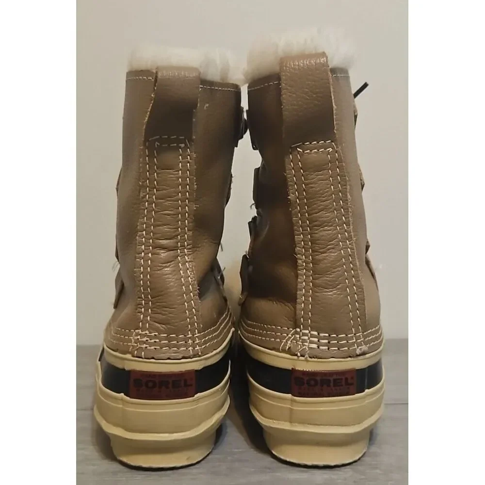SOREL Unisex Caribou Snow Boots Made In‎ Canada Brown Black Women's Size 6